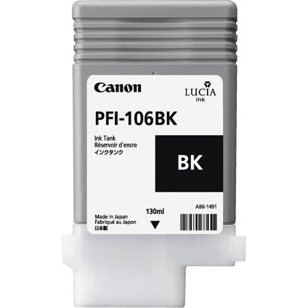 Canon PFI106 Pigment Ink Tank, 130ml, Black