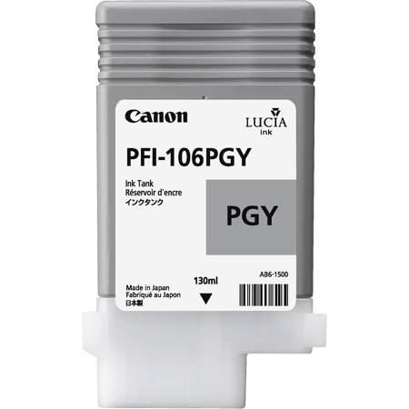 Canon PFI106 Pigment Ink Tank, 130ml Capacity, Photo Gray