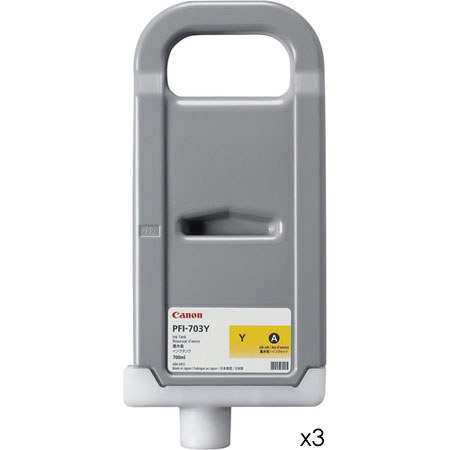 Canon PFI-703Y3 700ml 3 Pack Dye Yellow Ink Tank