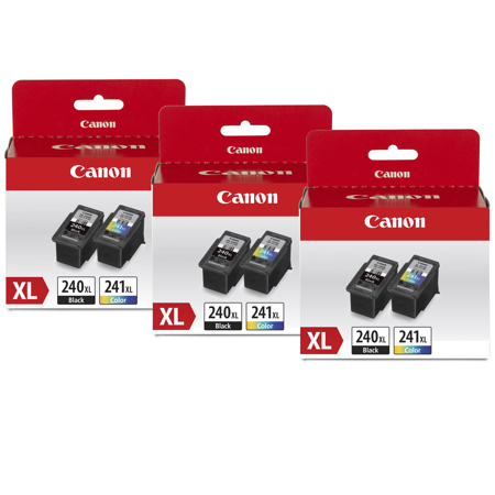 Canon 3 Pack PG-240 XL Black & CL-241 XL Color Ink Cartridge Value Pack for Select PIXMA MG, MX, TS Series Printers