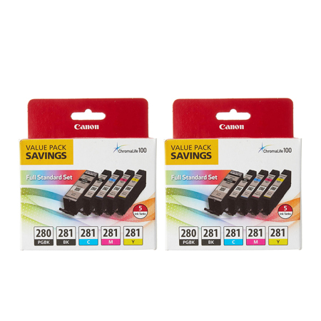 Canon 2 Pack PGI-280/CLI-281 5 Color Ink Pack for Select PIXMA Printers