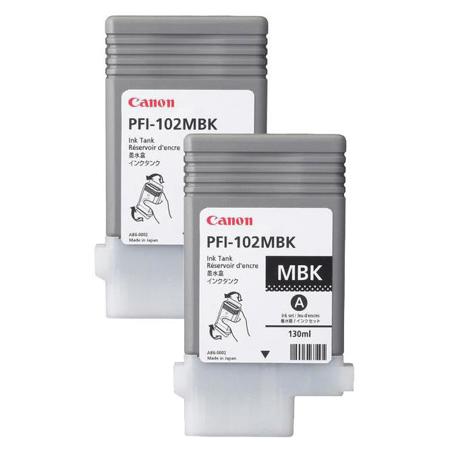 Canon 2x PFI-102MBK Pigment Matte Black Ink Tank for the imagePROGRAF iPF500/600/700 Inkjet Printers, 130 ml.