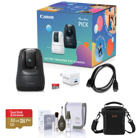 Canon PowerShot PICK 11.7MP Full HD 3x Zoom PTZ Camera Kit, Black Bundle with 32GB microSD Card, Shoulder Bag, Cleaning Kit
