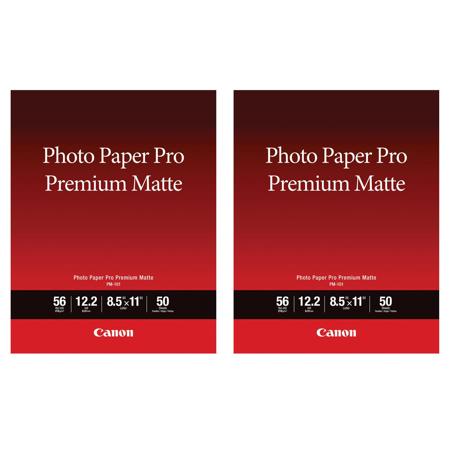 Canon 2 Pack Pro PM-101 Matte Premium Photo Paper (8.5x11"), 50 Sheets