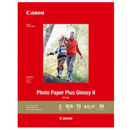 Canon PP-301 Photo Paper Plus Glossy II Inkjet Paper, 10.6 mil, 265 gsm, 8.5x11", 20 Sheet Pack