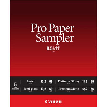 Canon Pro Paper Sampler Pack 8.5 x 11" - Total 20 Sheets