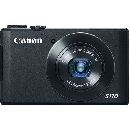 Canon PowerShot S110 Digital Camera, 12.1MP, 1/1.7" CMOS Sensor, 5x Optical Zoom, 24-120mm UA Lens, 3.0" LCD Display, Black