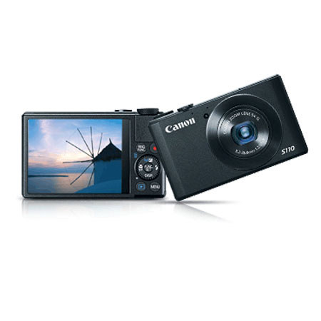 Canon PowerShot S110 Digital Camera, 12.1MP, 1/1.7" CMOS Sensor, 5x Optical Zoom, 24-120mm UA Lens, 3.0" LCD Display, Black