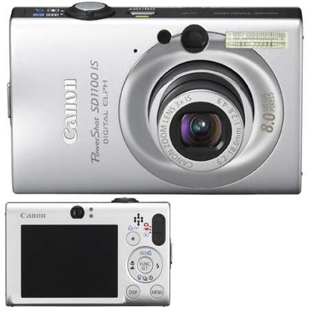 Canon Powershot SD1100 IS Digital Silver Camera kit. with 2GB SD Memory Card, Camera Case, Spare NB-4L Type Lithium-ion Battery, Table Top Tripod