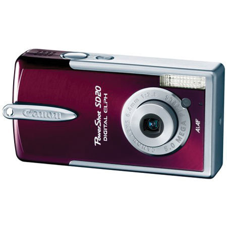 Canon Powershot SD20 Digital Elph Camera Kit, 5 Megapixel, 6.5x Digital Zoom - Garnet Finish - Refurbished