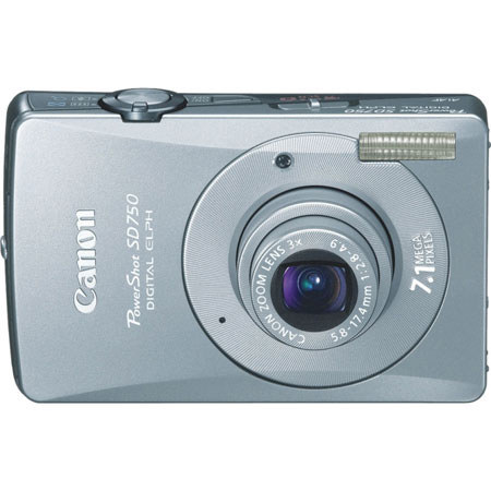 Canon Powershot SD750 Digital ELPH Camera, 7.1 Megapixel, 3x Optical Zoom, 4x Digital Zoom, 3.0" LCD Display, Silver