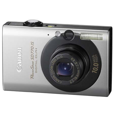 Canon Powershot SD770 IS Digital Camera, 10 Megapixel, 3x Optical Zoom, 4x Digital Zoom, 2.5" LCD Display, Black