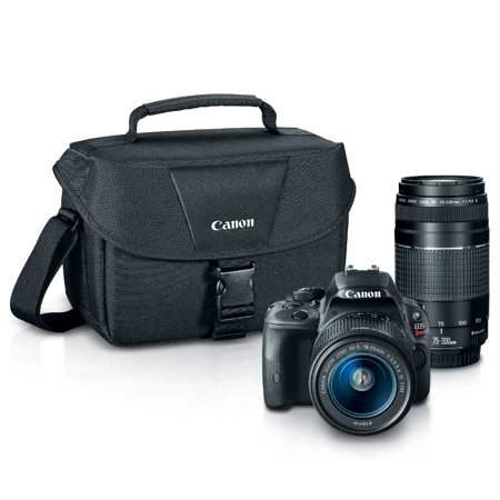 Canon EOS Rebel SL1 DSLR with 18-55mm and 75-300mm Lenses, Gadget Bag