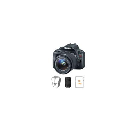 Canon SL1 Black Camera w/18-55mm Lens, Bundle w/75-300mm Lens, 16GB Card, Case