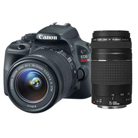 Canon EOS Rebel SL1 DSLR with 18-55mm STM and 75-300mm Lenses and Printer Kit
