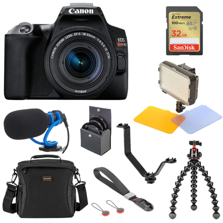 Canon Rebel SL3 Vloggerキット:EF-S 18-55mm II レンズ 128GB メモリ 三脚 フィルターキット ガジェットバッグ リモートシャッター USBカードリーダー クリーニ Canon EOS Rebel SL3 24.1MP 4K Video Camera with EF-S UK | Ubuy