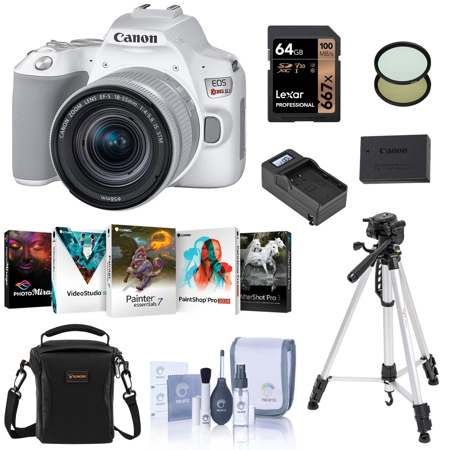 Canon EOS Rebel SL3 DSLR Camera with 18-55mm Lens, White, Essential Bundle