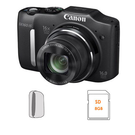 Canon PowerShot SX160 IS Digital Camera,Blk,Bundle w/Camera Pouch 