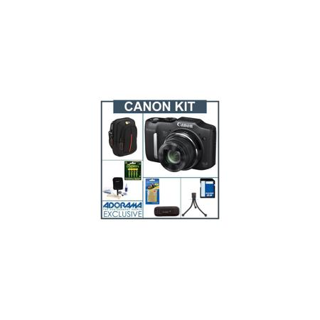 Canon PowerShot SX160 Dig.Camera,Blk,Bundl w/Jr.Flex Tripd,Holstr,8gb Card,Readr