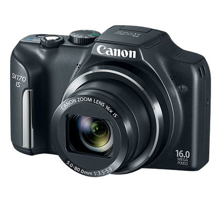 Canon PowerShot SX170 IS Digital Camera, Black, 16MP, 16x Optical Zoom, Optical Image Stabilizer, 720p HD Video, SmartAUTO Picture