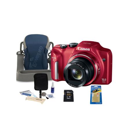 Canon PowerShot SX170 IS Digital Camera Red with Accessory KIT A