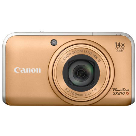 Canon PowerShot SX210 IS Camera Bundle, Gold, 8GB Card