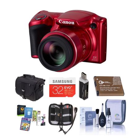 Canon PowerShot SX410 IS Digital Camera, Red with Premium