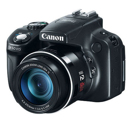 Canon PowerShot SX50 HS Digital Camera, 12.1MP, CMOS Sensor, 50x Optical Zoom, 24-1200mm (35mm Equivalent) Lens, Full HD 1080p Video with Stereo Sound, Black