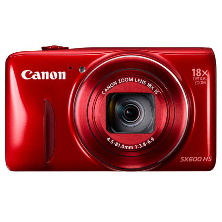 Canon PowerShot SX600 HS Digital Camera, 16MP, 18x Optical Zoom, NFC WiFi Sharing, Full HD 1080p Video, Red