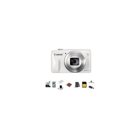 Canon PowerShot SX600 HS Digital Camera, 16MP, WHITE - Bundle With LowePro  Rezo 50 Case, 32 GB Class 10 SDHC Memory Card, Spare Battery, New Leaf 3