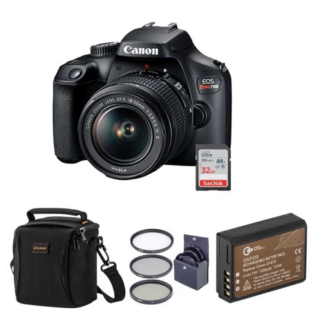  Canon EOS Rebel T100 DSLR Camera with EF-S 18-55mm f/3.5-5.6  III Lens, 18MP APS-C CMOS Sensor, Built-in Wi-Fi, Optical Viewfinder,  Impressive Images & Full HD Videos, Includes 32GB SD Card 