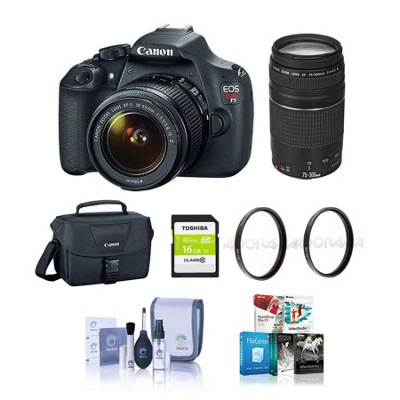 Canon EOS Rebel T5 DSLR Camera with 18-55mm & 75-300mm Lenses