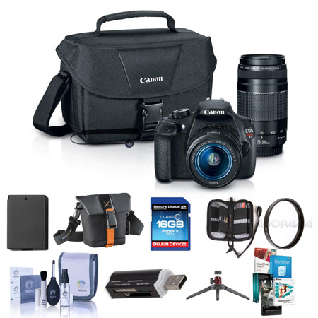 Canon EOS Rebel T5 DSLR Camera w/18-55mm & 75-300mm Lenses W/Premium Acc Bundle