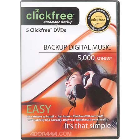 Clickfree DVD2005, DVD Music Backup Software for Windows, Pack of Five 4.5 GB Discs