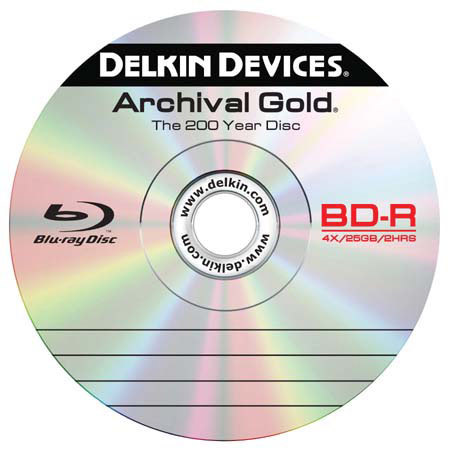 Delkin Devices BD-R Blu-ray Archival Gold Disc 4x, 10 Pack