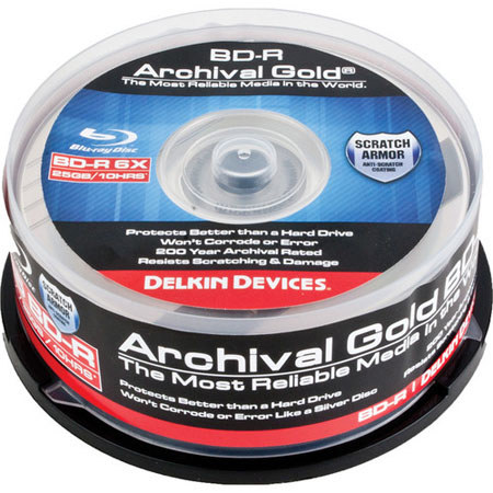 Delkin Devices 6x BD-R Archival Gold Blu-ray Recordable Disc, 25 Pack Spindle