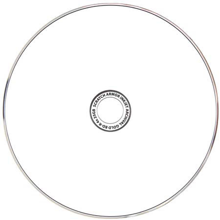 Delkin Devices Delkin BD-R Blu-ray Inkjet 25 GB Archival Gold Disc 4x, White Printable without Hang Tag