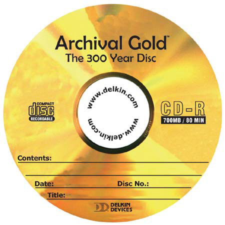 Delkin Devices Delkin CD-R Archival Gold 700mb, 74 Minute, 100 Pack on Cakebox Spindle