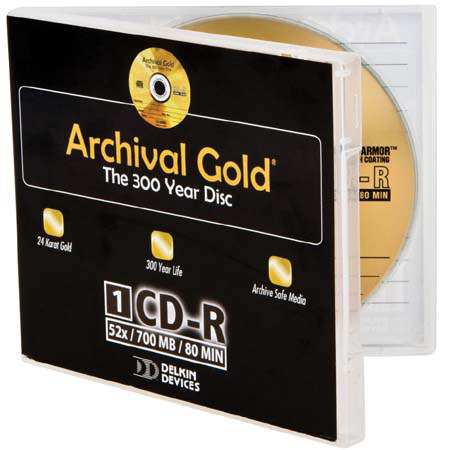 Delkin Devices CD-R Archival Gold 700MB, 80 Minute, 52x, Case