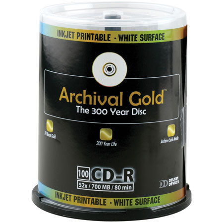 Delkin Devices CD-R Archival Gold, 700MB, 80min, 100 Pack