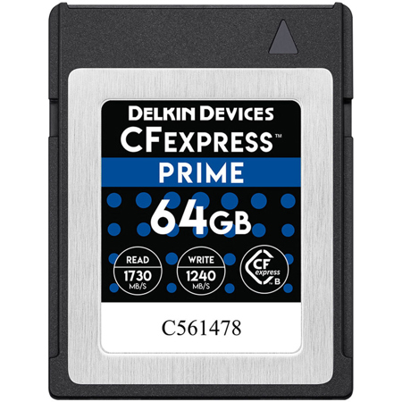 Delkin Devices Prime 64GB CFexpress Memory Card, 1450MB/s Read, 450MB/s Write