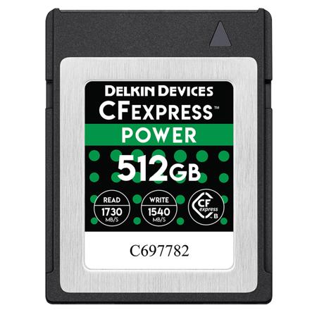 Delkin Devices 512GB CFexpress POWER Memory Card, 1730MB/s Read, 1540MB/s Write