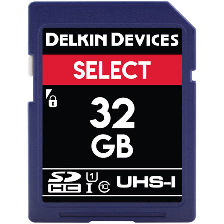 Delkin Devices Select 32GB UHS-I Class 10 U1 V10 SDHC 163x Memory Card