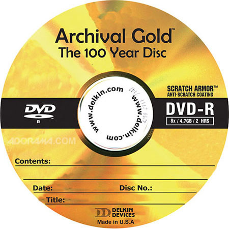 Delkin Devices DVD-R Archival Gold Scratch Armor, 4.7GB 10 Pack