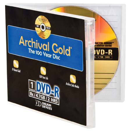 Delkin Devices DVD-R Archival Gold, 8x, 4.7GB with Case