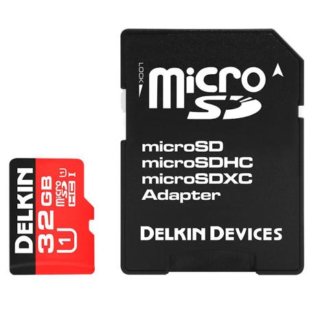 Delkin Devices 32GB microSDHC 500X UHS-I U1 Memory Card with SD Card Adapter