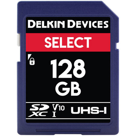 Delkin Devices Select 128GB UHS-I Class 10 U1 V10 SDXC 266x Memory Card