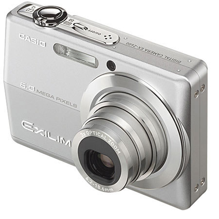 Casio Exilim EX-Z600 Digital Camera, 6 mp, 3x Optical, 4x Digital Zoom with 2.7" LCD Screen - Silver Finish