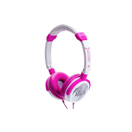 IDANCE Crazy Portable Articulated On-Ear Headphones with Inline Mic Pink/White