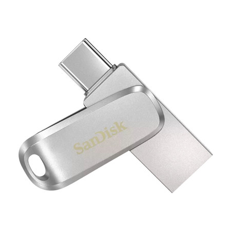 SanDisk Ultra Dual Drive Luxe USB 3.2 Gen 1 Type-C and Type-A Flash Drive, Silver